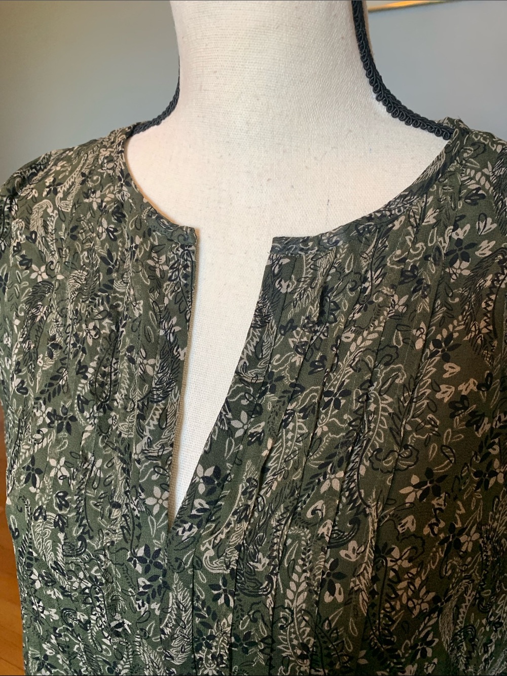 Shoshanna Green Paisley Long Sleeve Peasant Blouse - Picture 9 of 10